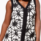 JM Collection Women's Printed Textured Top Black  Size X-Large