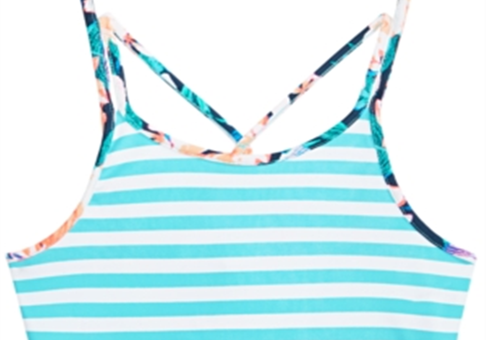ID Ideology Big Girl's Striped Bikini Top Blue Size 16