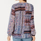 Style & Co Women's Printed Tassel Tie Pullover Top Blue Size Medium