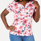 Karen Scott Women's Printed Henley Top Red Size X-Small