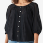 Lucky Brand Women's Lace Inset Embroidered Blouse Black Size M