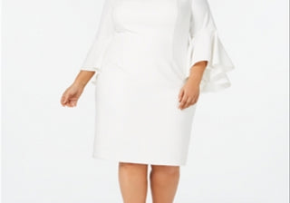 Calvin Klein Plus Size Off-The-Shoulder Crepe Dress White Size 22W