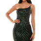 B. Darlin Womens Juniors Mesh One Shoulder Bodycon Dress Green Size 2