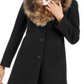 Kate Spade New York Faux-Fur-Trim Coat Black Size S