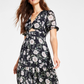 Bar Iii Women's Floral-Print Cutout Dress Black Size XL