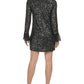 Calvin Klein Womens Sequined Bell Sleeve Bodycon Dress Black Size 2 (XS)