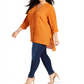 NY Collection Women's Y Neck High Low Blouse Orange Size 2X