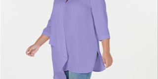NY Collection Women's Asymmetrical Tunic Top Purple Size 2X