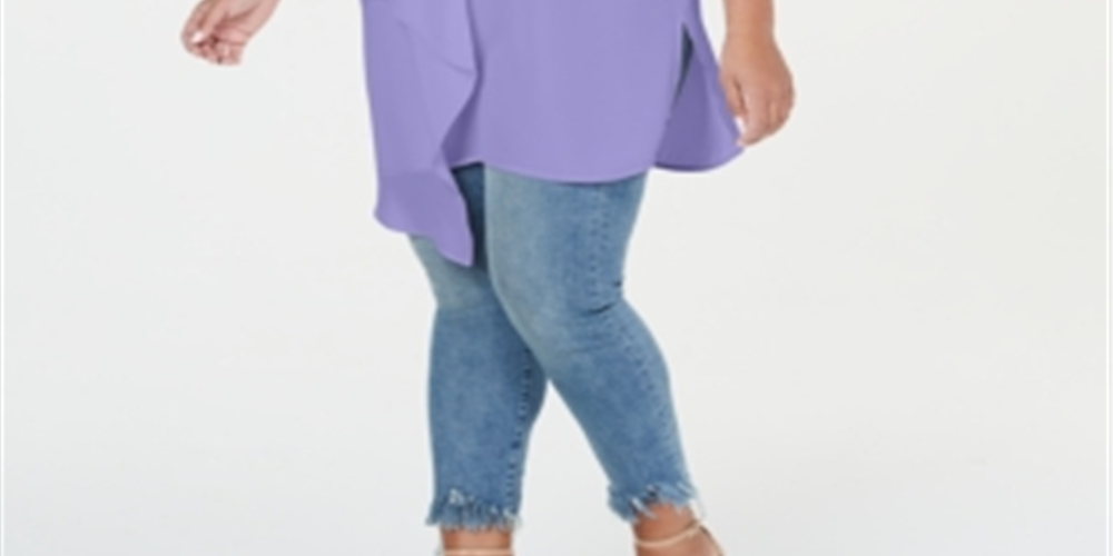 NY Collection Women's Asymmetrical Tunic Top Purple Size 2X