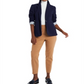 Riley & Rae Harlow Striped-Lining Blazer Preppy Navy Size XL