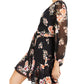 Bar III Women's Floral Print Blouson Sleeve Fit & Flare Dress Black Size X-Large