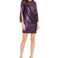 Trina Turk Womens 3/4 Sleeve Short Sheath Cocktail Dress Purple Size 2