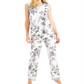 Charter Club Women's Printed Lace Trim Pajamas Set  White Size X-Large