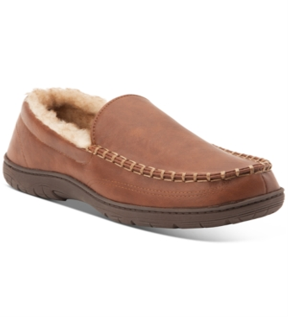 Weatherproof Vintage Men's Moccasin Slippers Brown Size XL