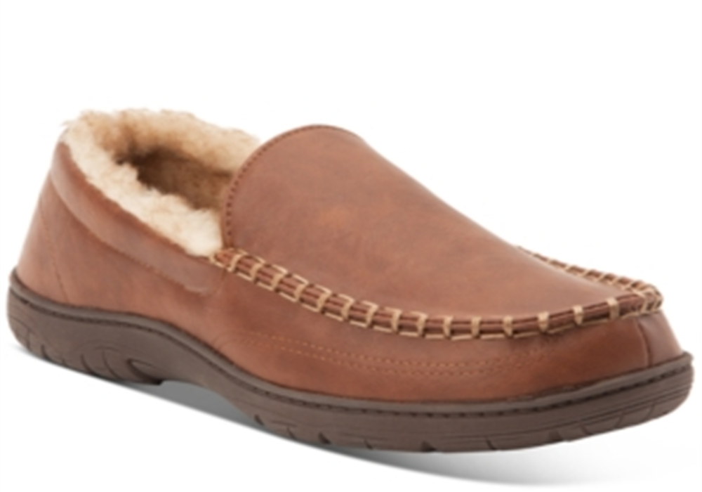 Weatherproof Vintage Men's Moccasin Slippers Brown Size XL