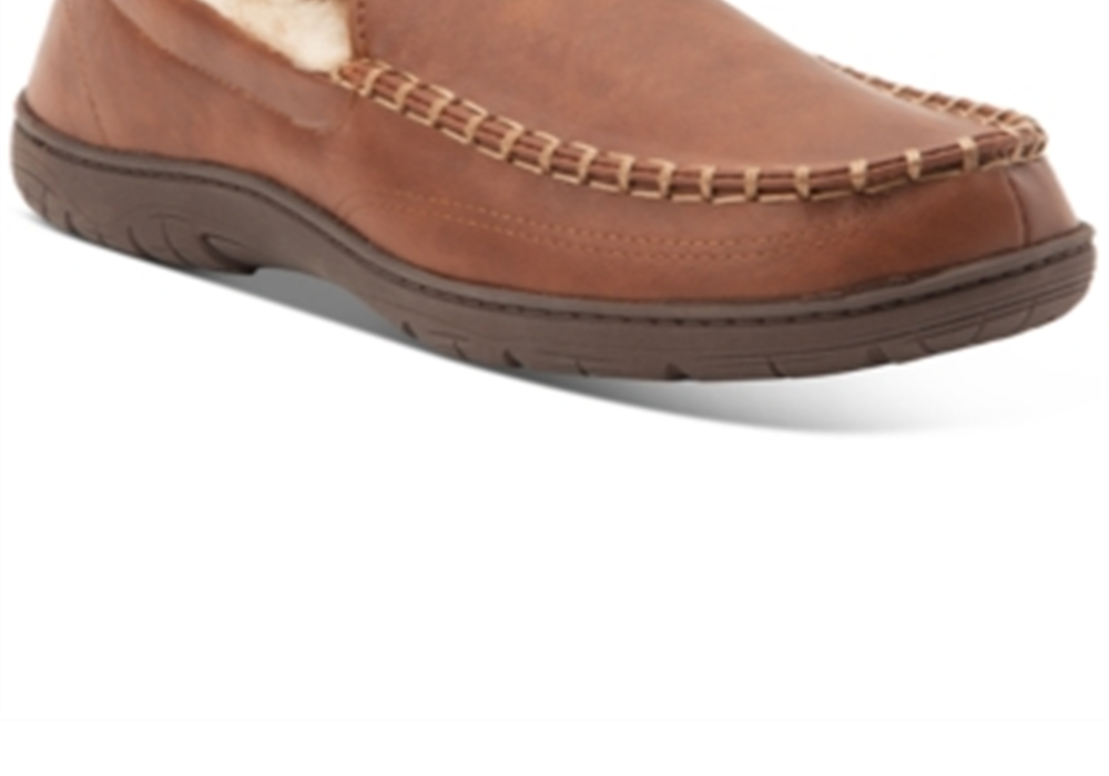 Weatherproof Vintage Men's Moccasin Slippers Brown Size XL