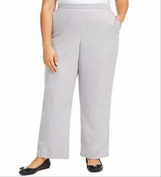 Alfred Dunner Women's Lake Geneva Pull On Pants Gray Size 20W