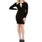 GUESS Women's Twist Front Whipstitch Sweaterdress Black Size X-Small