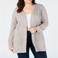Karen Scott Women's Pointelle Open Front Cardigan Beige Size 4X