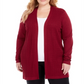 Karen Scott Women's Open Front Cable Knit Cardigan Red Size 0X