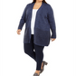 Karen Scott Women's Patterned Border Cardigan Sweater Blue Size 3X