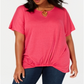 NY Collection Women's Ring Keyhole Top Pink Size 3X