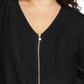NY Collection Women's Pebble Crepe Tie Front Top Black Size 3X