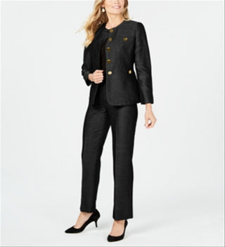 Le Suit Women's Button Detail Pantsuit Black Size 18