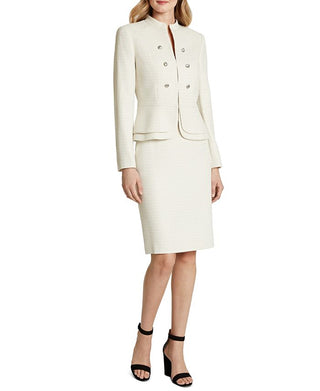 Tahari Asl Petite Double-Breasted Peplum-Hem Blazer Brown Size 12 P