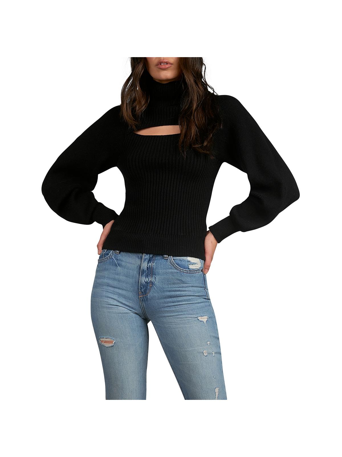 Elan Cutout Turtleneck Sweater Black Size XS