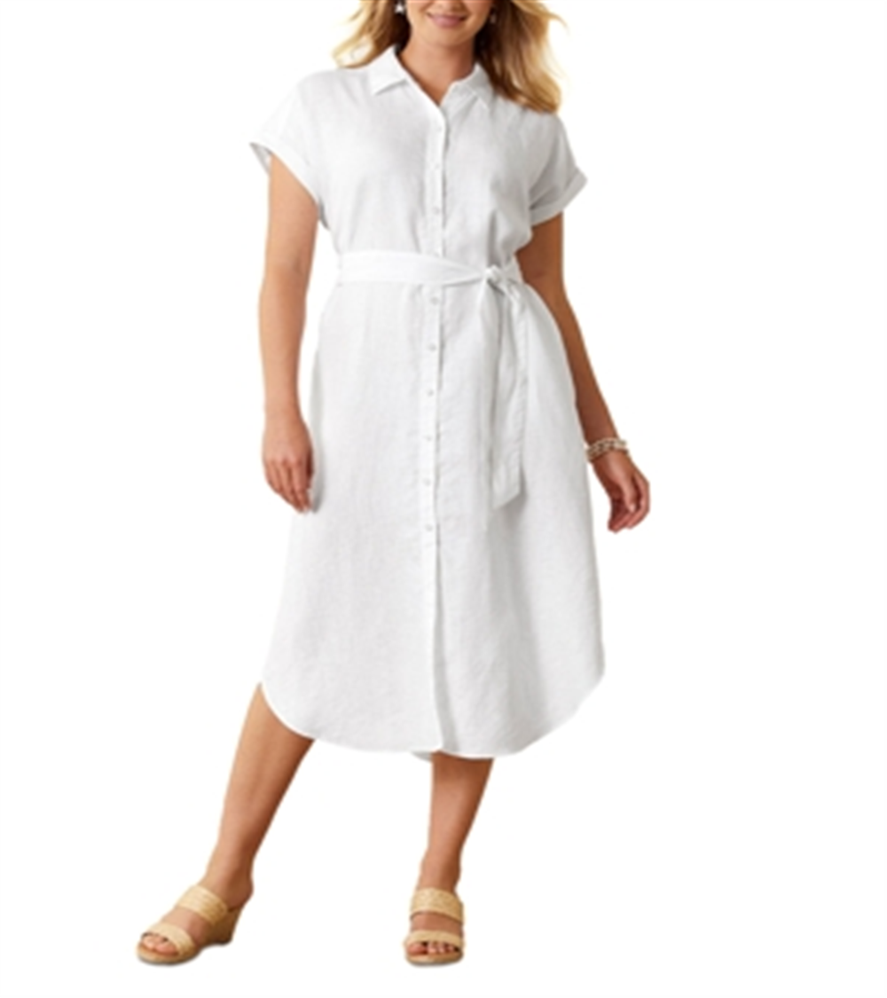 Tommy Bahama Coastalina Linen Maxi Shirt Dress White