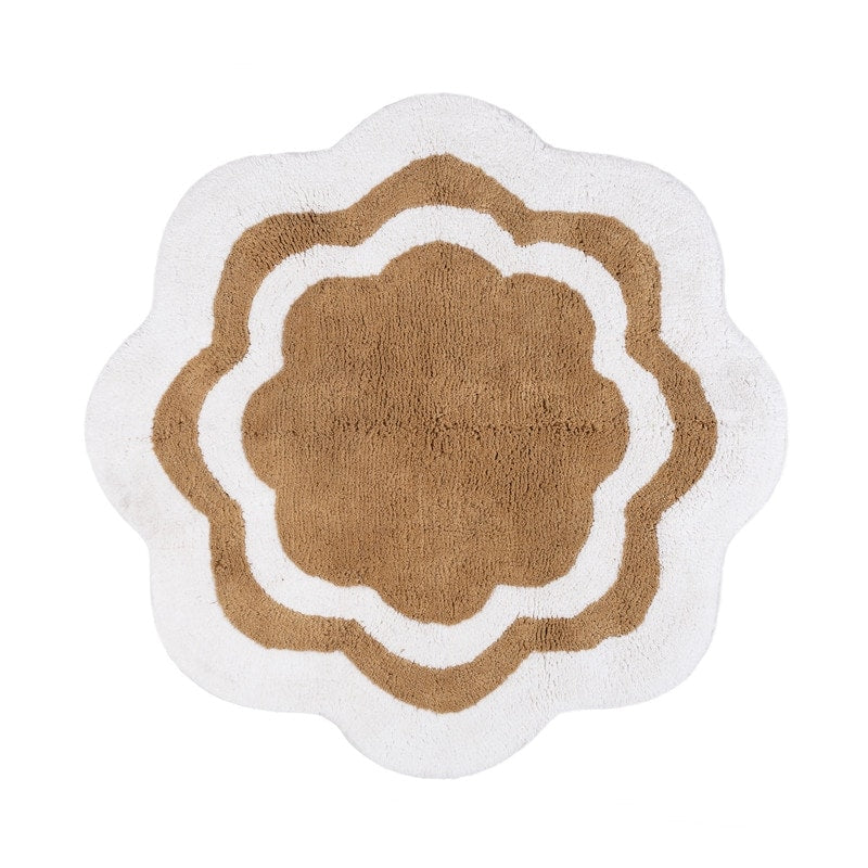 Sherry Kline 32 Scalloped Edge Round Bathmat Two Tone Color