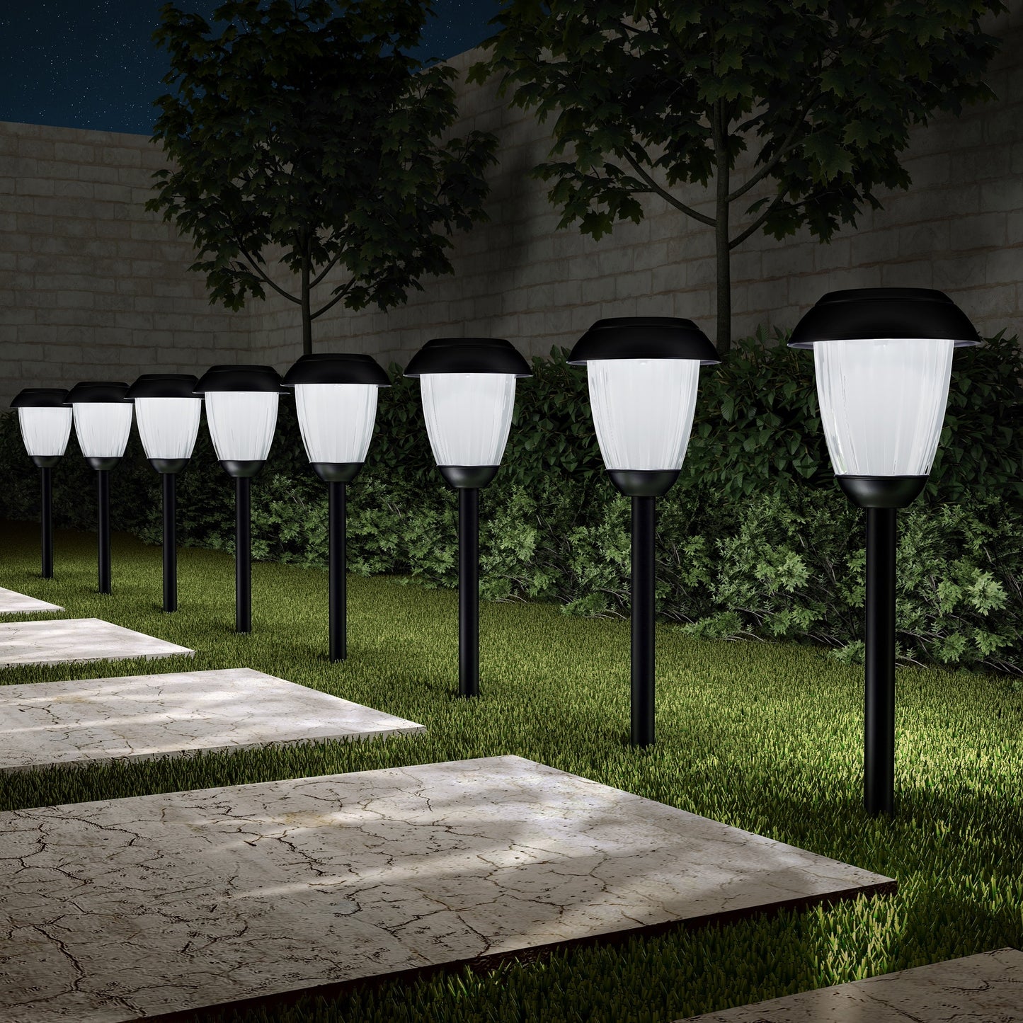 Pure Garden Solar Outdoor Path Lights  Set of 8 Rechargeable Lights