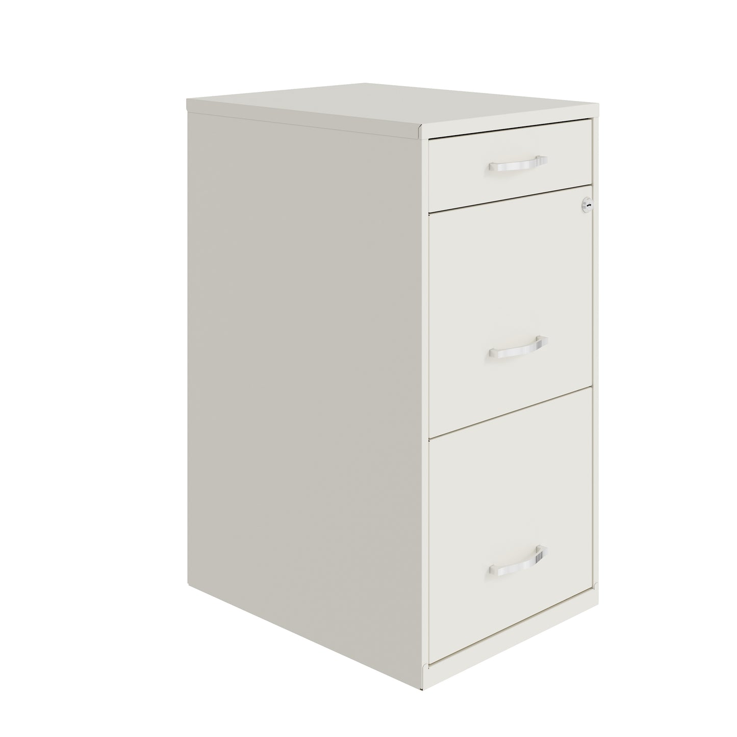 Space Solutions 18 Deep 3 Drawer Metal File Cabinet Pearl White