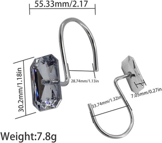 Set of 12 Rust Resistant Shower Curtain Hooks - 6 Designs!