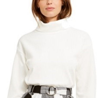 Bar III Women's Cozy Turtleneck Top White Size Extra Large
