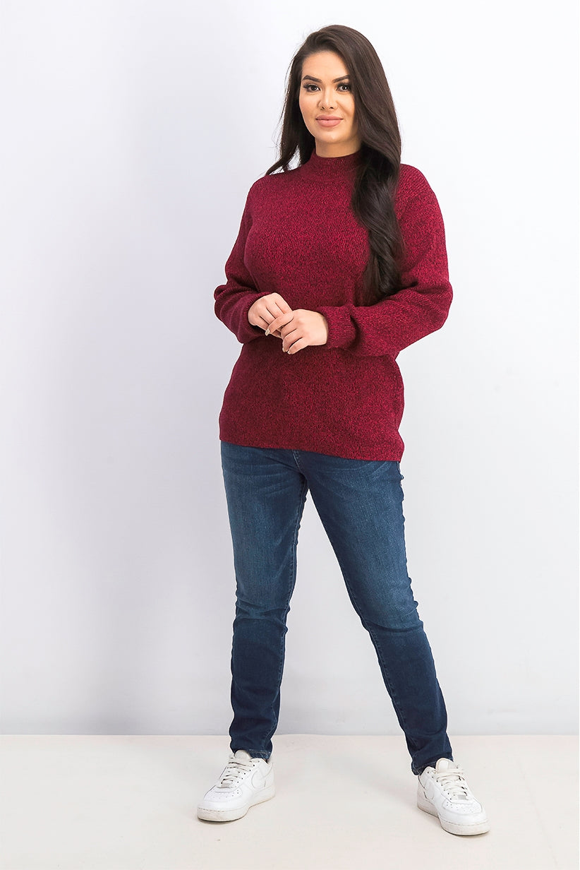 Karen Scott Women's Cotton Mock-Neck Sweater Bright Red Size Large