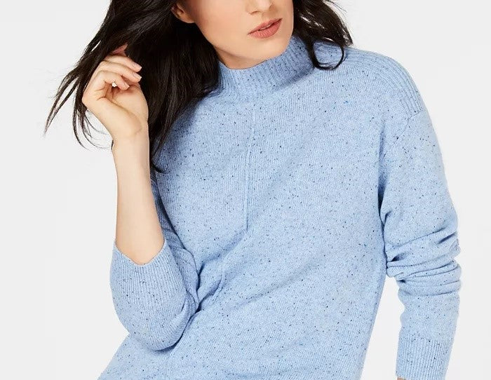 Karen Scott Women's Mock-Neck Shimmer Sweater Blue Size XX Large