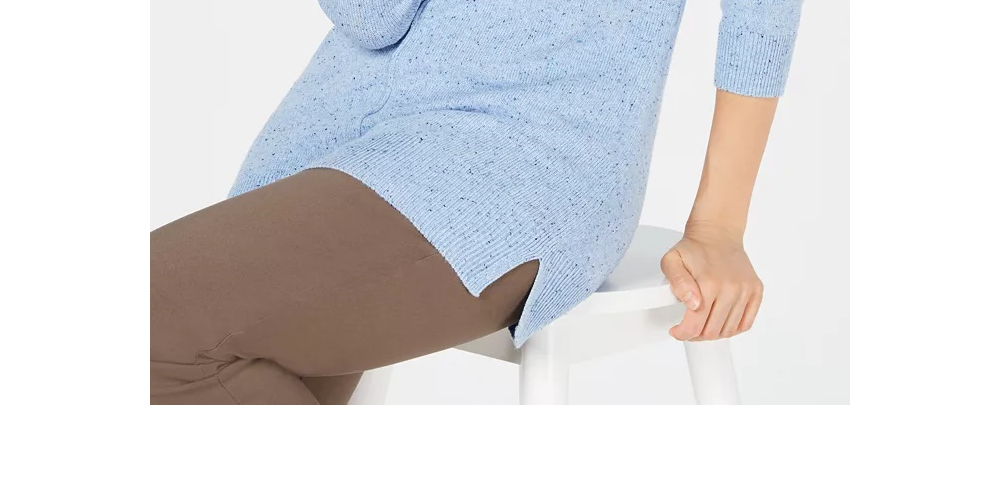 Karen Scott Women's Mock-Neck Shimmer Sweater Blue Size XX Large