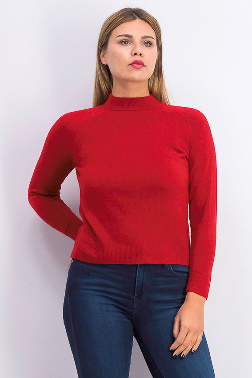 Karen Scott Women's Mock-Neck Sweater Mediun Red Size Petite Small