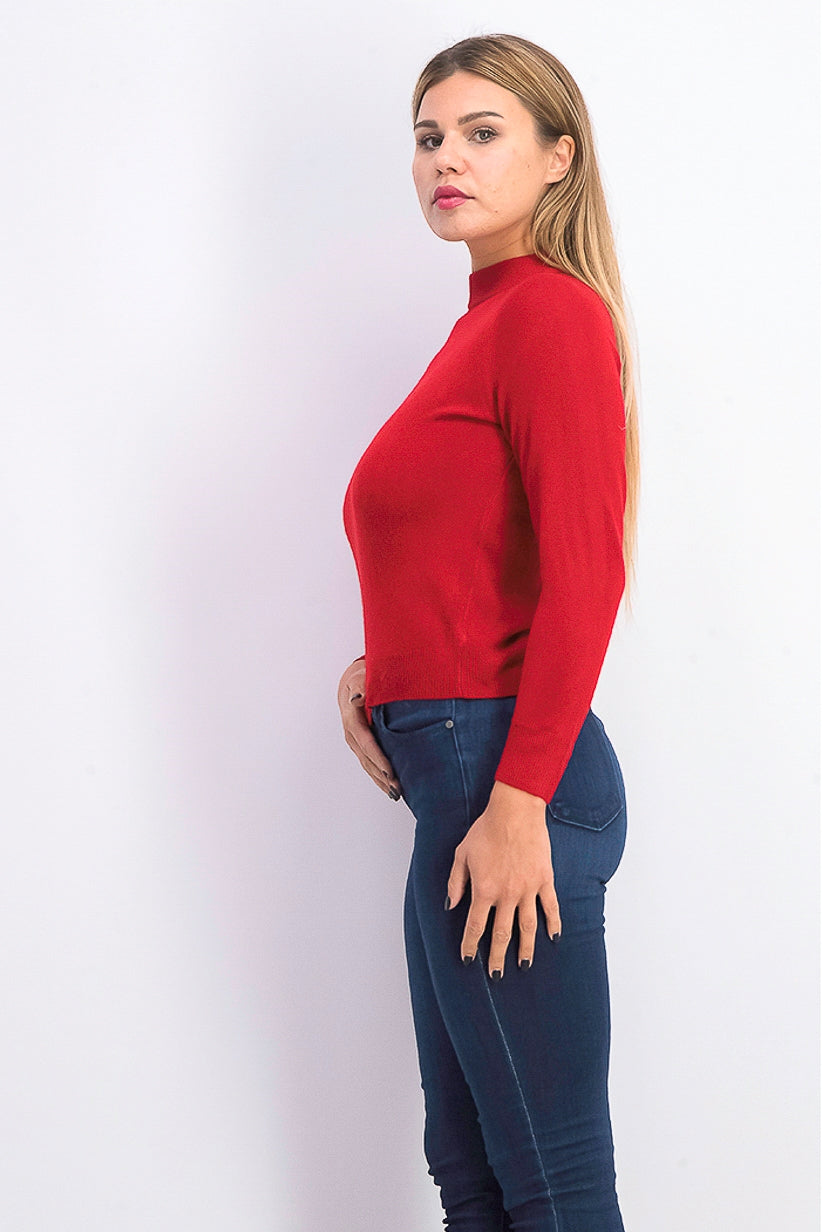 Karen Scott Women's Mock-Neck Sweater Mediun Red Size Petite Small