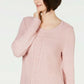 Karen Scott Women's Cable-Knit Panel Sweater Pink Size Small