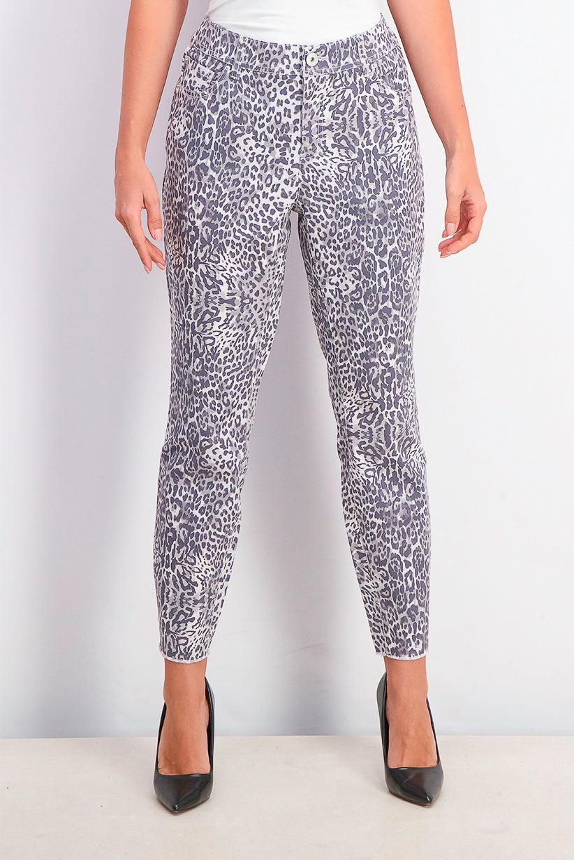 INC International Concepts Women's Incessential Leopard-Print Curvy-Fit Skinny Jeans Blue Size 8
