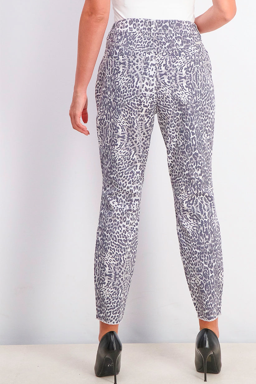 INC International Concepts Women's Incessential Leopard-Print Curvy-Fit Skinny Jeans Blue Size 8