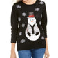 Karen Scott Women's Sequined Snowman Holiday Sweater Black Size Large