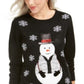 Karen Scott Women's Sequined Snowman Holiday Sweater Black Size Large