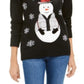 Karen Scott Women's Sequined Snowman Holiday Sweater Black Size Large