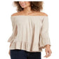 Style & Co Women's Off-The-Shoulder Bell-Sleeve Top Brown Size Medium