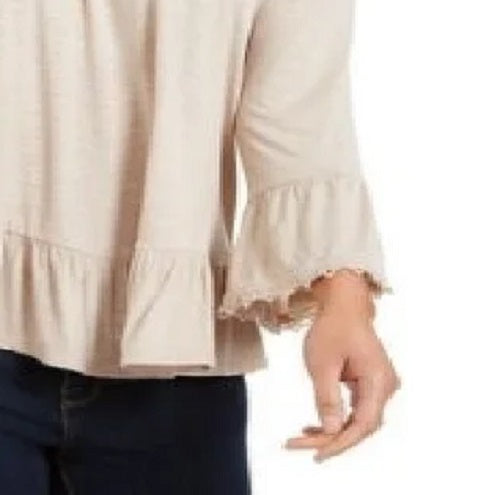 Style & Co Women's Off-The-Shoulder Bell-Sleeve Top Brown Size Medium
