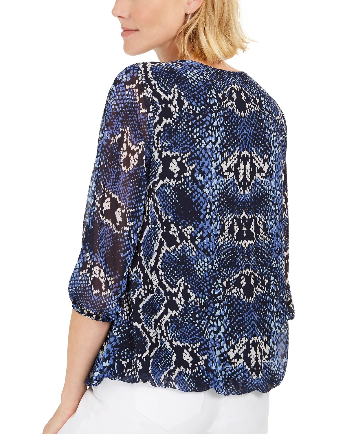 JM Collection Women's V Neck Tunic Navy Size X-Small